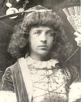 Young male actor playing a female role in true Shakespearean style in the Northwest Normal School's production of "Benvenuto Cellini."
