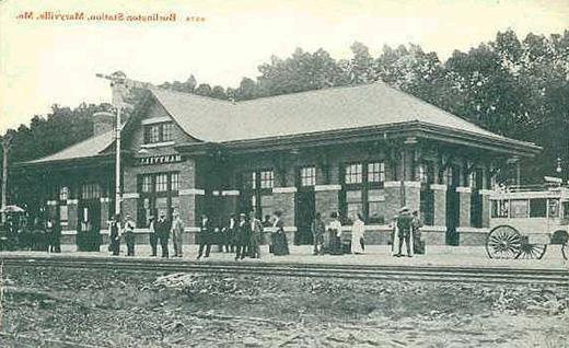 The Burlington Train Station.  Passenger trains arrived 6 to 10 times a day in Maryville.