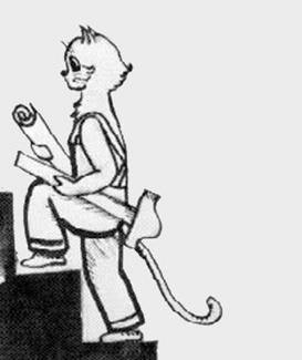 鲍比出现在1960年的一篇报纸文章中，穿着工装裤，拿着建筑图纸和计算尺.  他的外表很卡通，很像家猫.